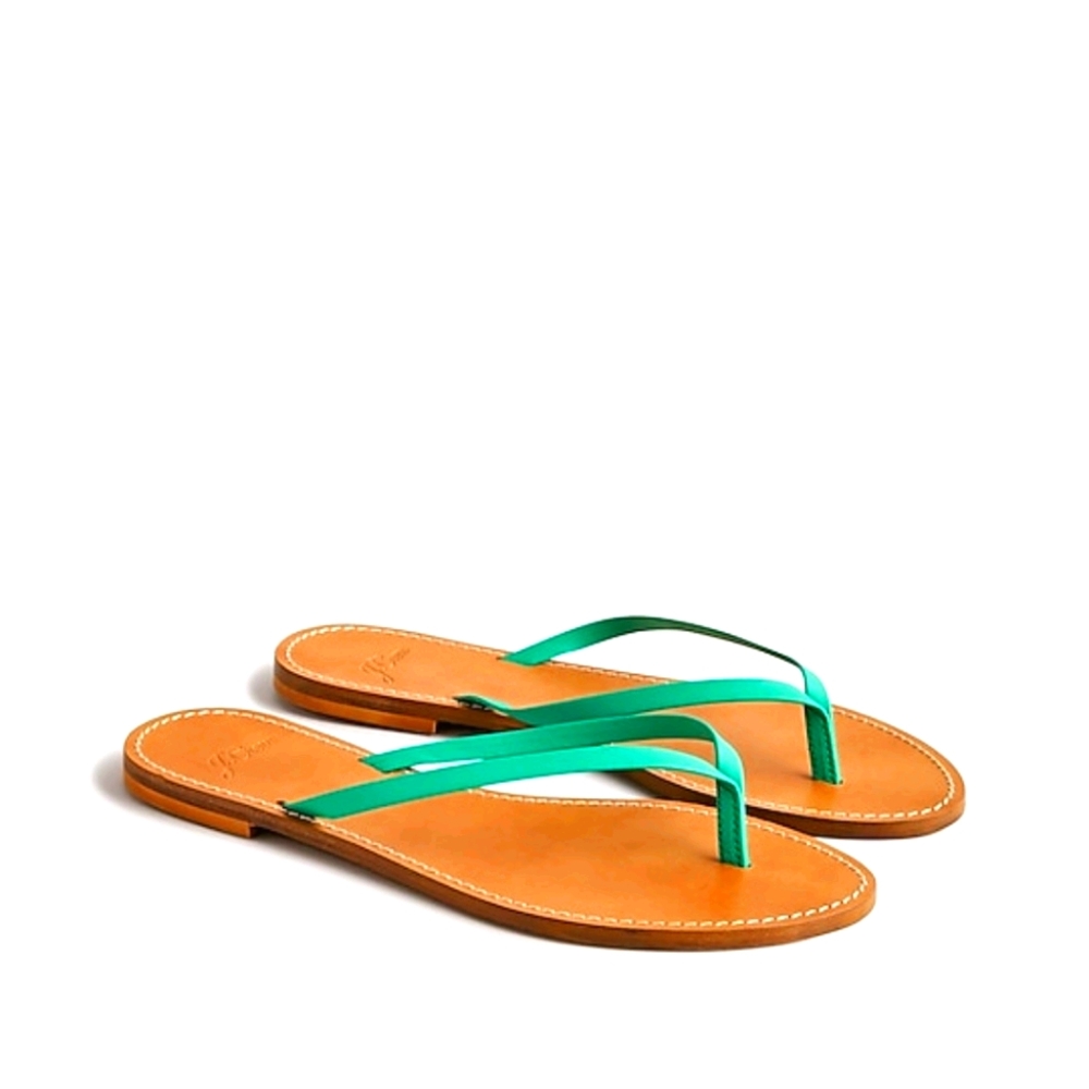 New! J Crew sz 9.5 Capri Leather Sandal Warm Clover NWT